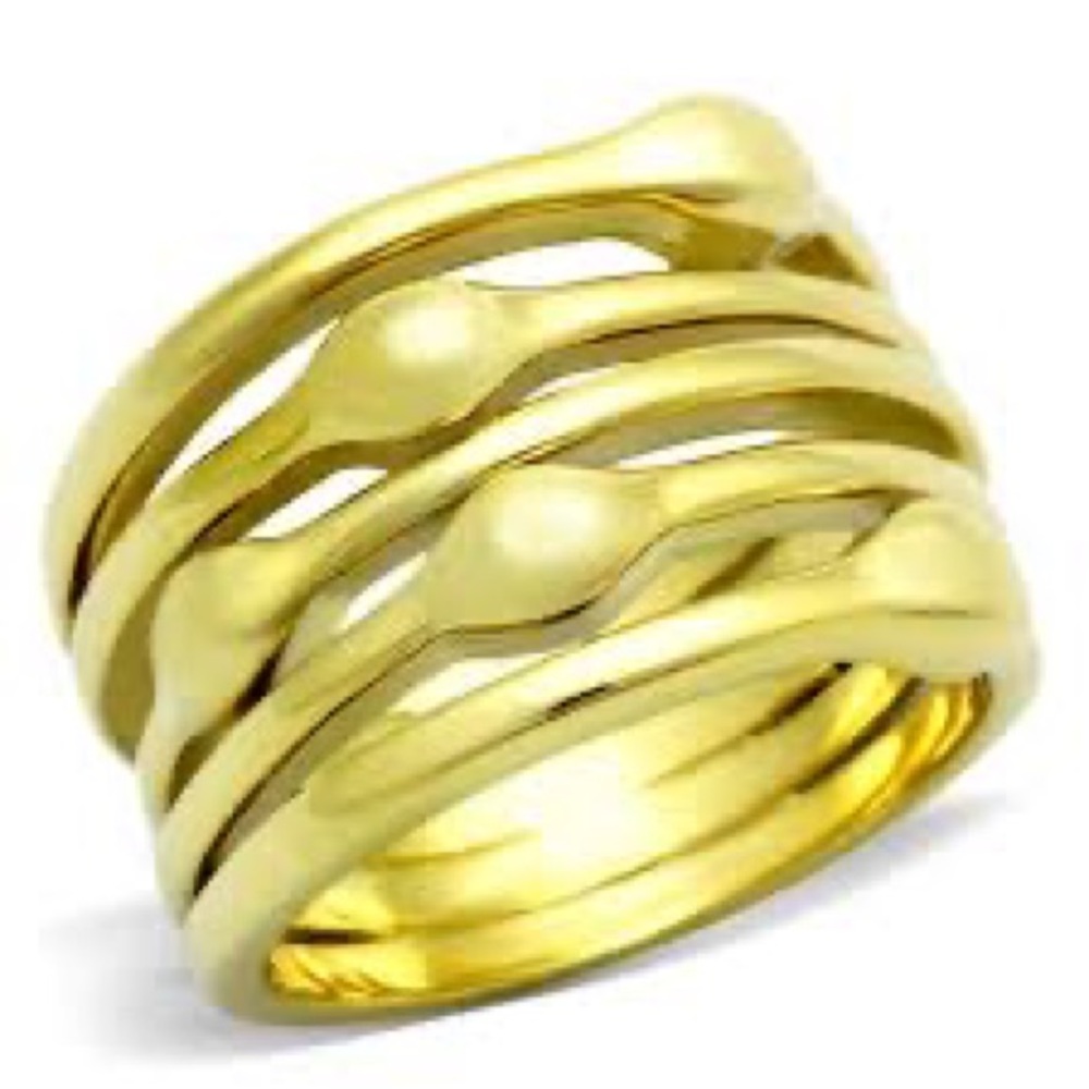 Ion gold plated stainless steel ring size 10